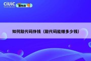 如何敲代码挣钱（敲代码能赚多少钱）