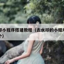 去水印小程序搭建教程（去水印的小程序软件是哪个）