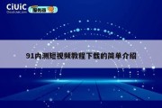 91内测短视频教程下载的简单介绍