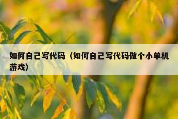 如何自己写代码（如何自己写代码做个小单机游戏） 第1张