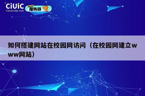 如何搭建网站在校园网访问（在校园网建立www网站） 第1张