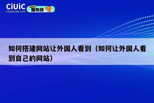 如何搭建网站让外国人看到(如何让外国人看到自己的网站) 第1张 如何搭建网站让外国人看到(如何让外国人看到自己的网站) 第1张