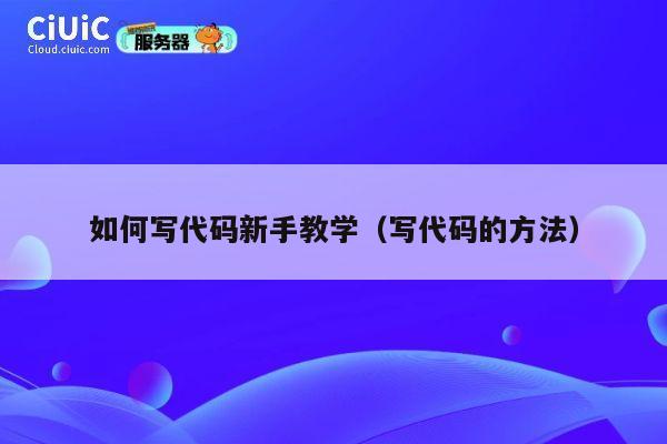 如何写代码新手教学（写代码的方法） 第1张